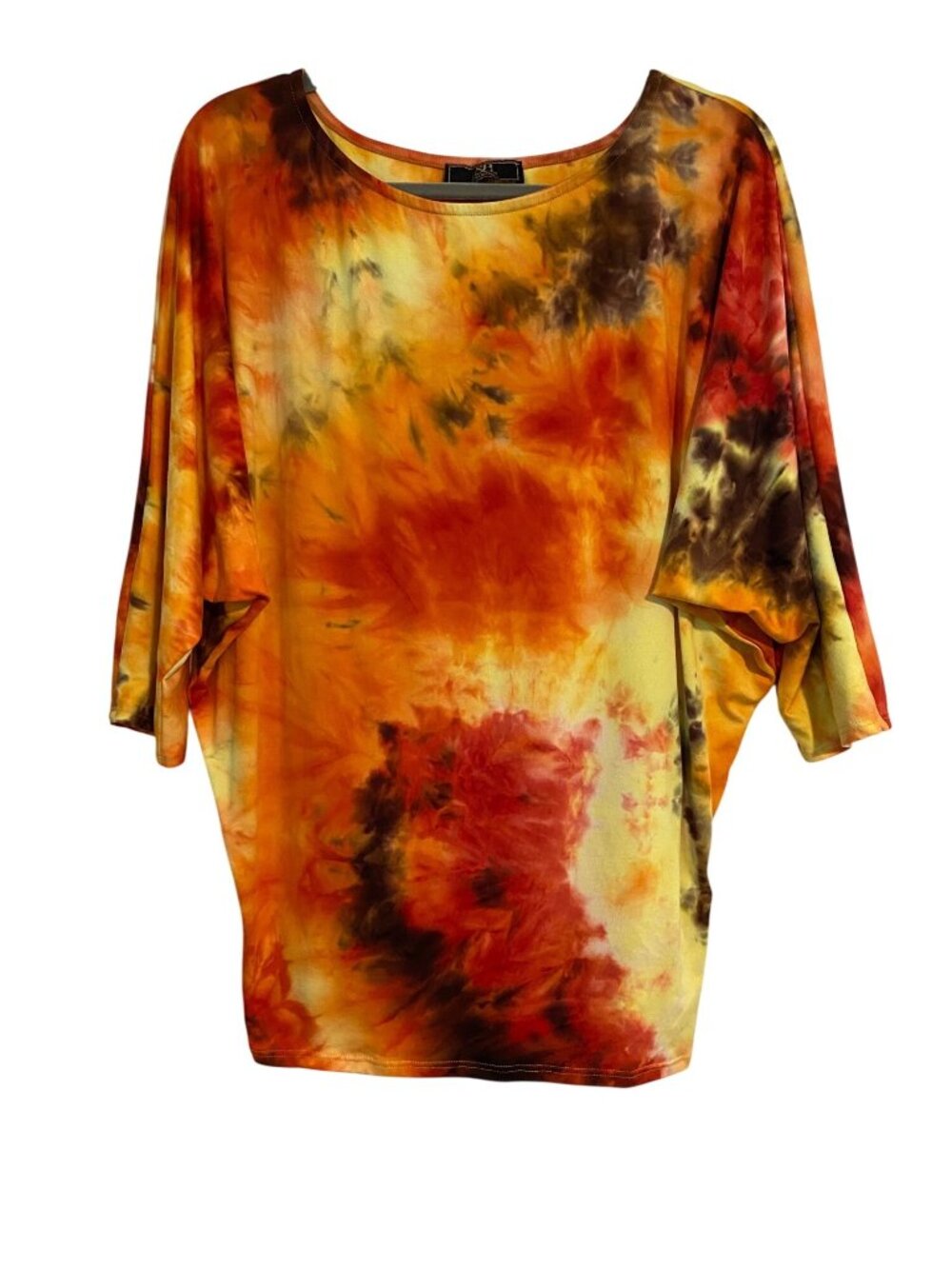 L&B Women's M Multicolor Tee Top Tie-Dye Batwing Sleeve Soft Casual Lightweight